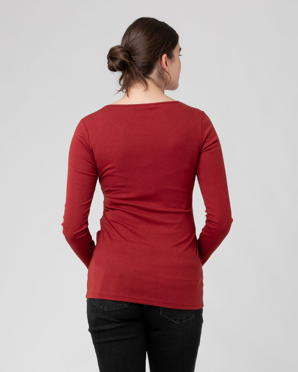 S Thyme maternity Long Sleeve top in a Rich red – Happily Ever After  Maternity