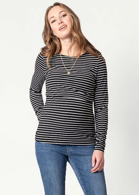 Anne White Striped Maternity & Nursing Top by Seraphine