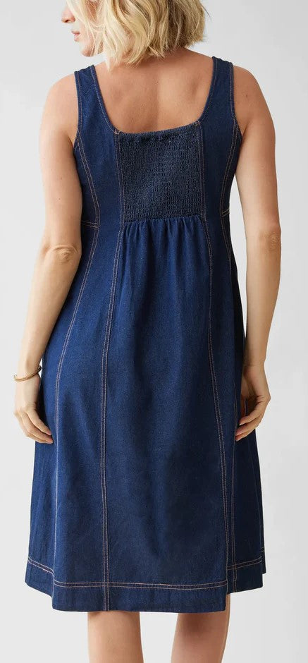 Sleeveless Chambray Maternity And Nursing Midi Dress Indigo XL