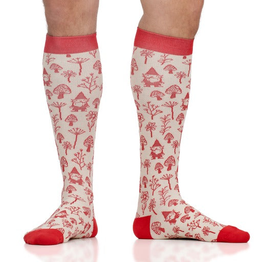 Cotton 15-20 mmHg Compression Socks in Woodland Gnomes Print