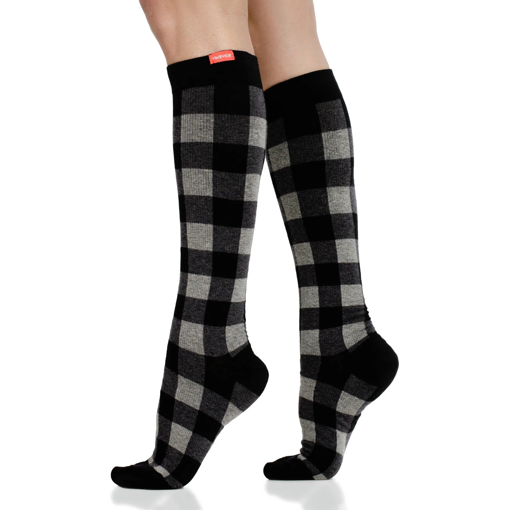 Cotton 15-20 mmHg knee High Compression Socks in Montana Plaid