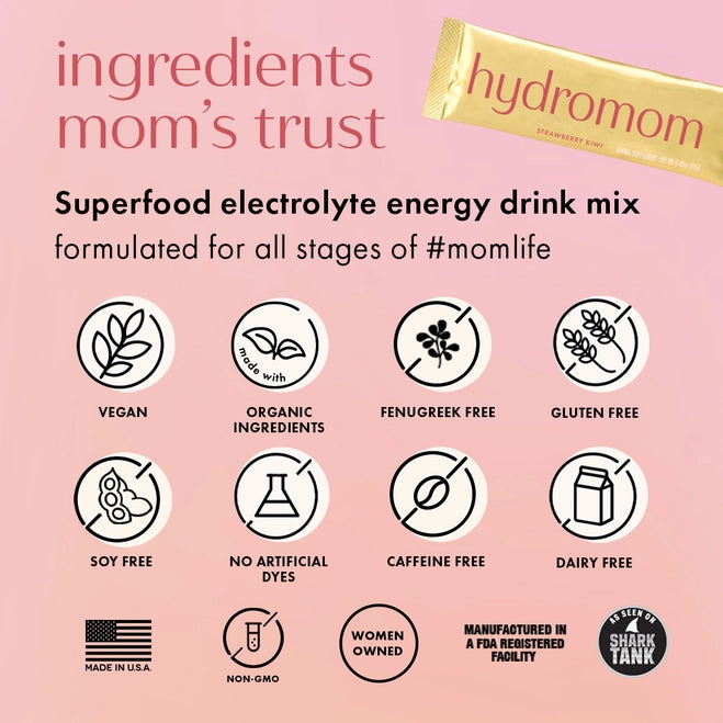 Hydromom Superfood Electrolyte Blue Raspberry Lemonade Drink Mix