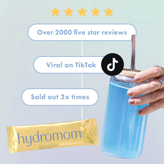 Hydromom Superfood Electrolyte Blue Raspberry Lemonade Drink Mix