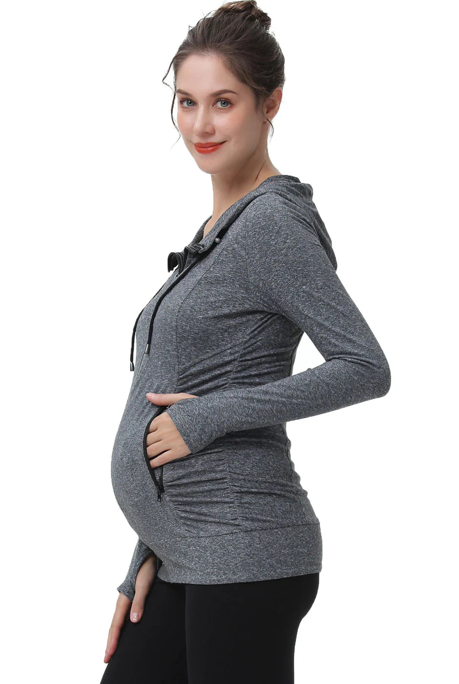 Maternity Ruched Performance Jacket Hoodie