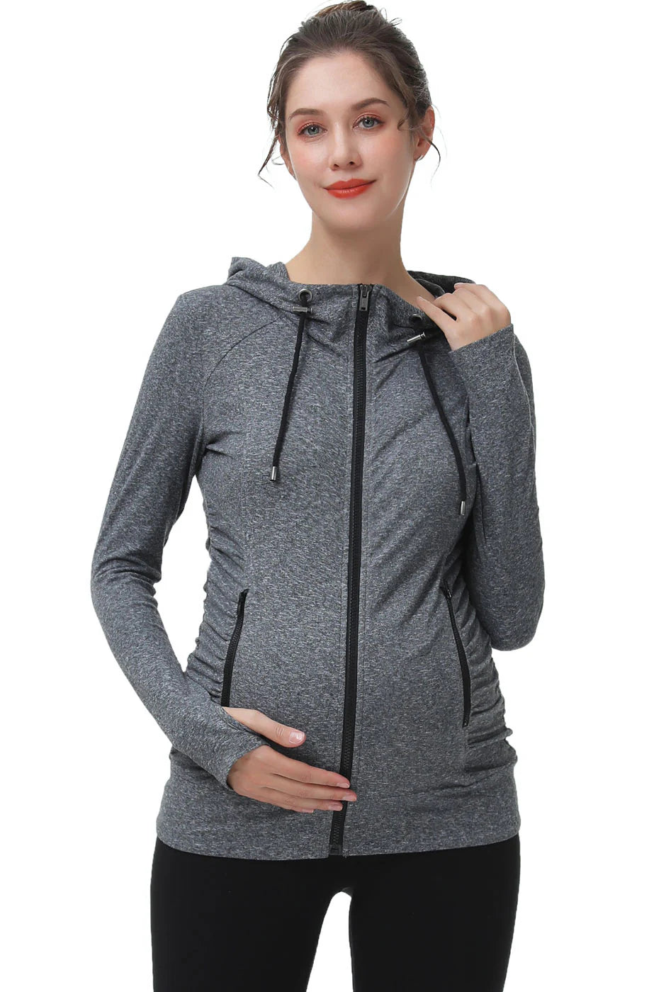 Maternity Ruched Performance Jacket Hoodie