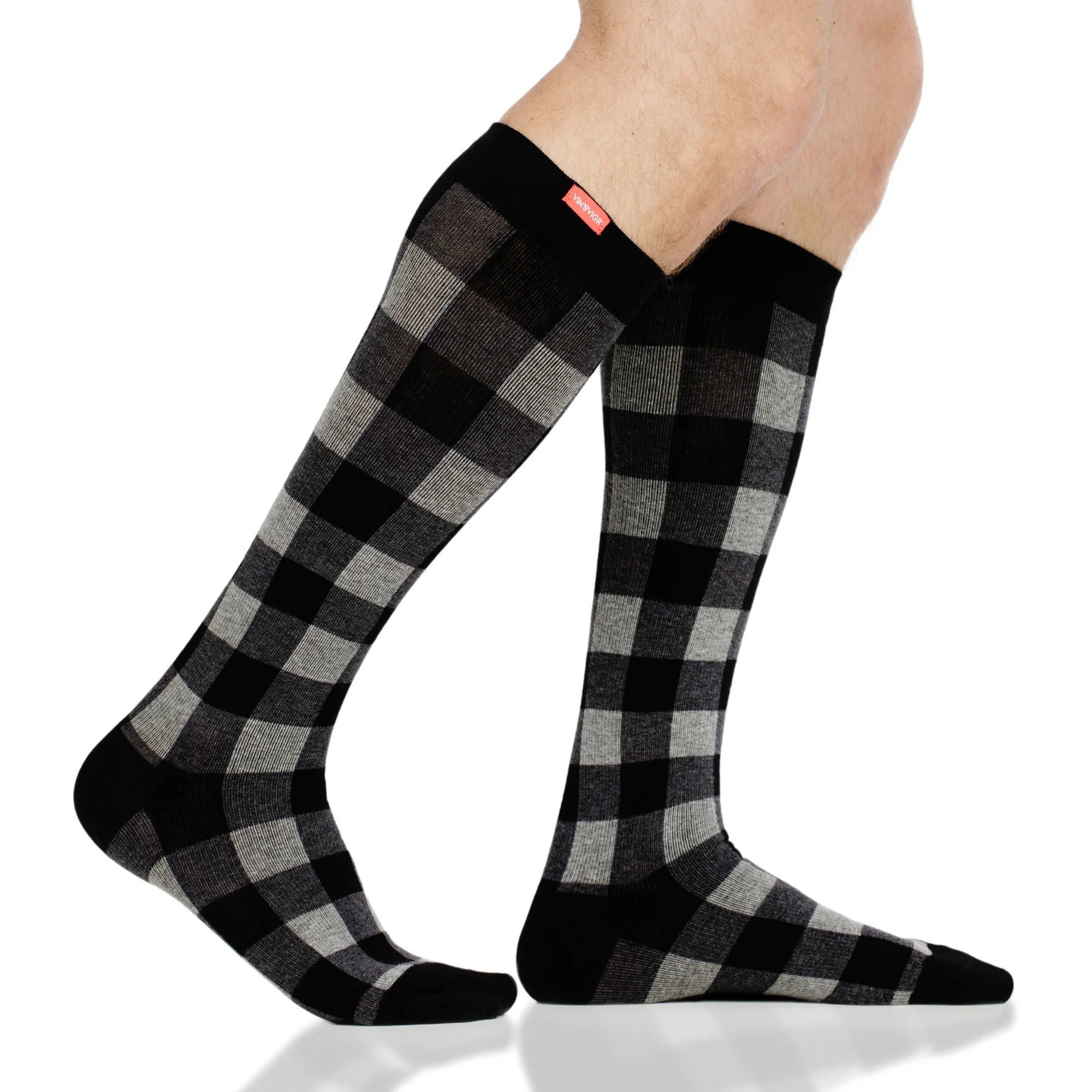 Cotton 15-20 mmHg knee High Compression Socks in Montana Plaid