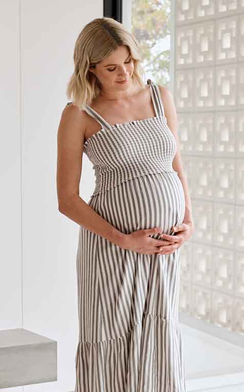 Ollie Grey Stripped Dress by Ripe Maternity – Special Addition