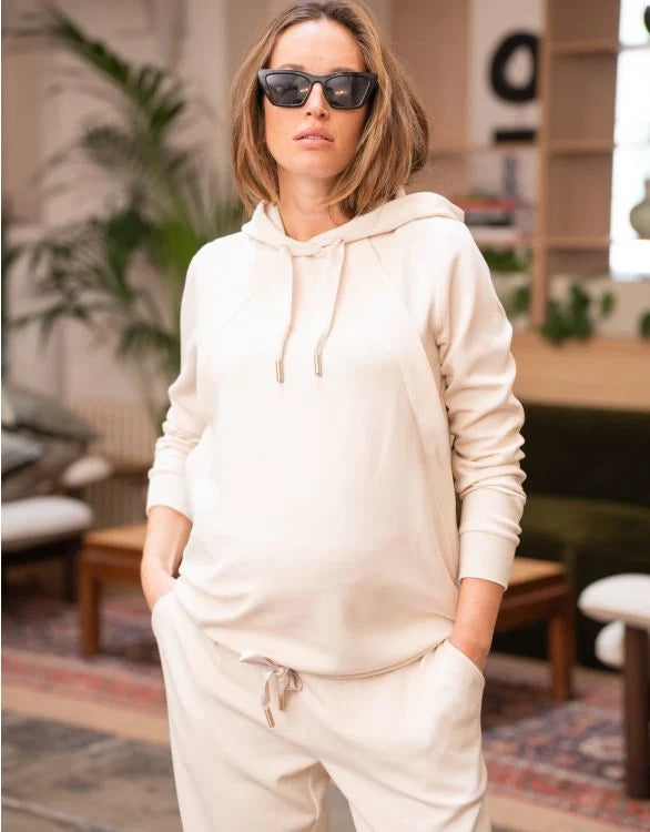 Modal Blend Cream Maternity & Nursing Hoodie