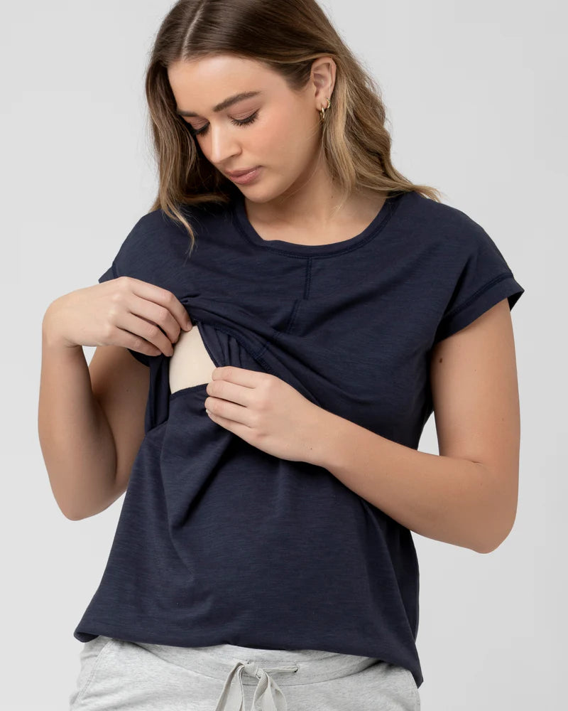 Richie Indigo Marle Nursing Tee by Ripe Maternity