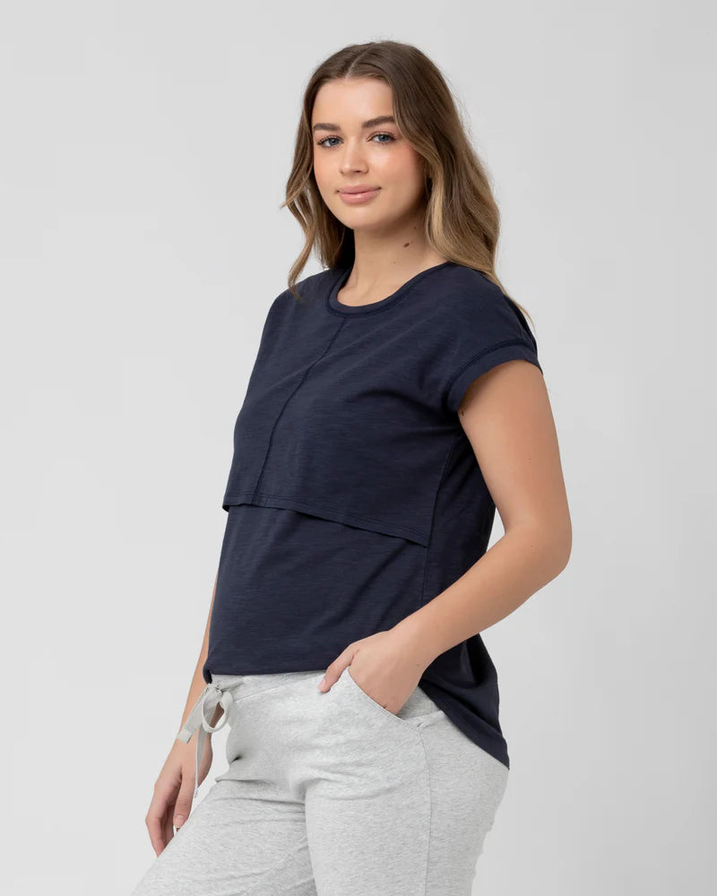 Richie Indigo Marle Nursing Tee by Ripe Maternity