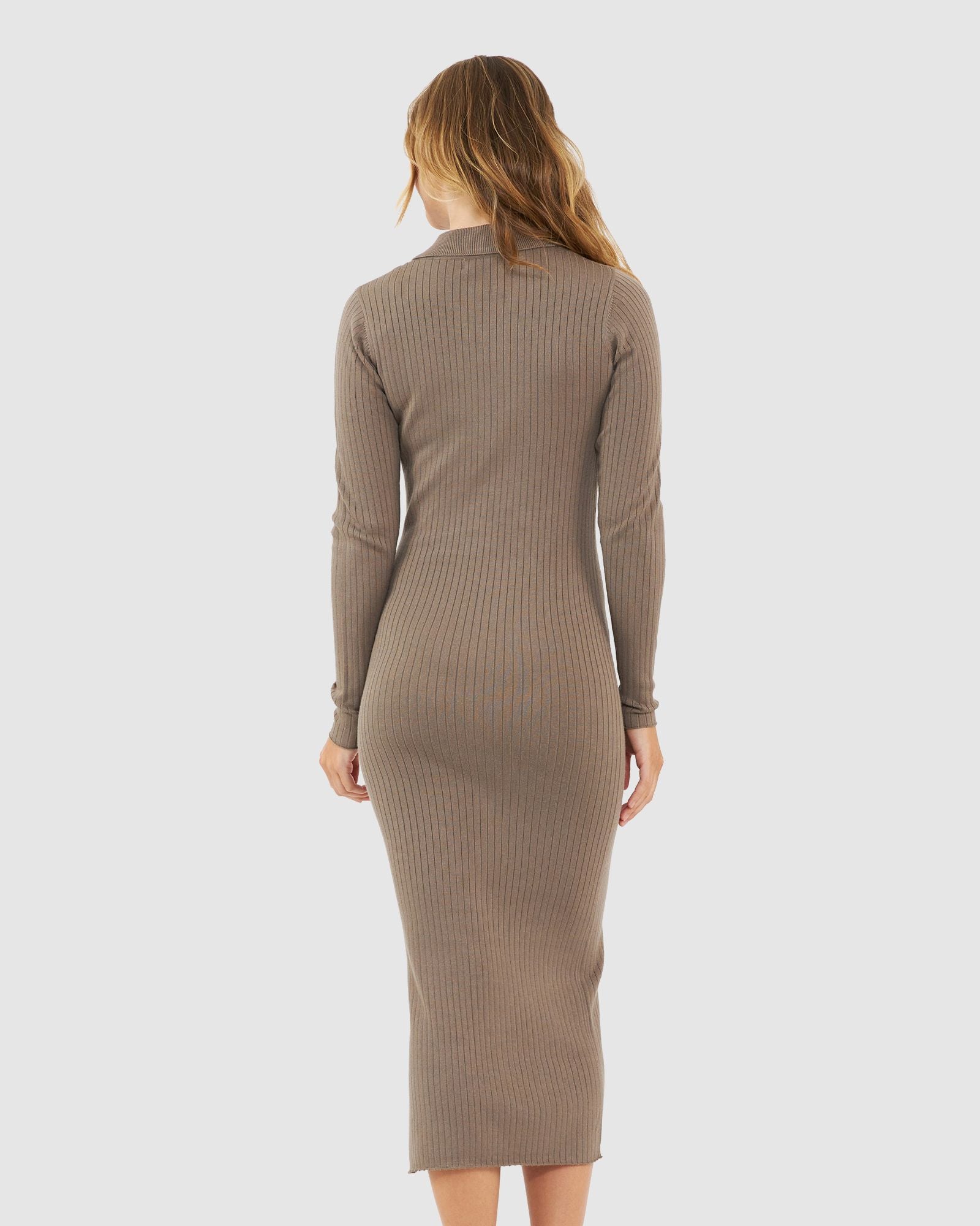 SALE! Sammy Knit Polo Dress in Mocha