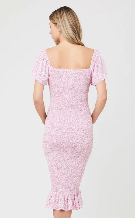Pink Selma Shirred Maternity Dress by Ripe