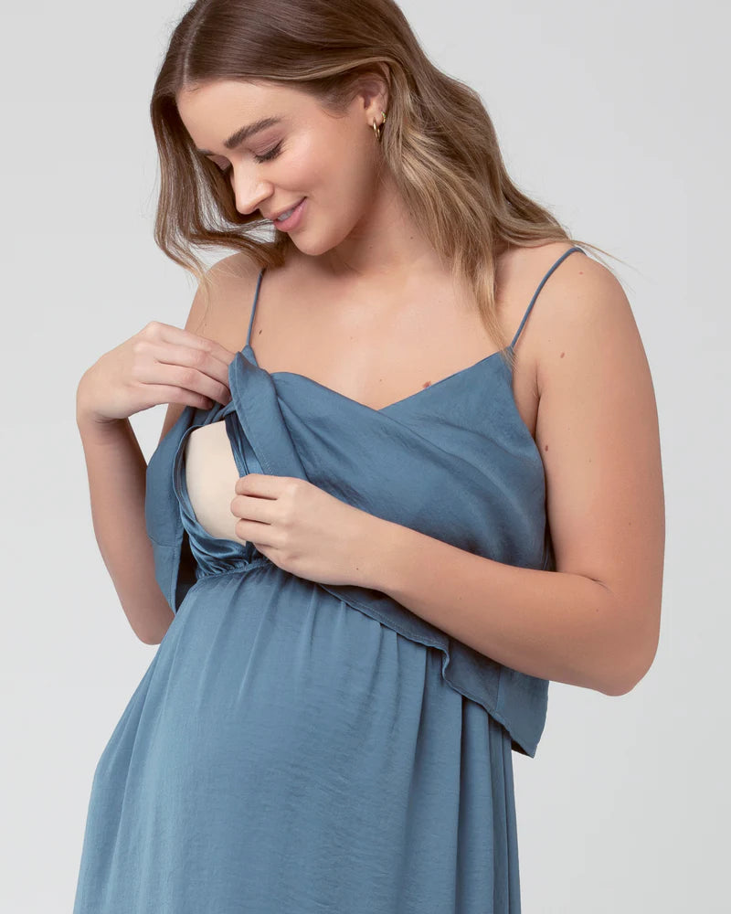Maternity & Nursing Slip Dress in Petrol for your Baby Shower! Small Maternity & Nursing Slip Dress in Petrol for your Baby Shower! Small
