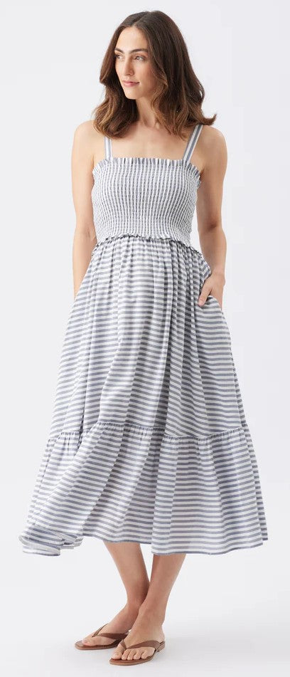 blue and white maternity dress Ripe Maternity Women's Sofia Stripe Dress - Blue - Size M