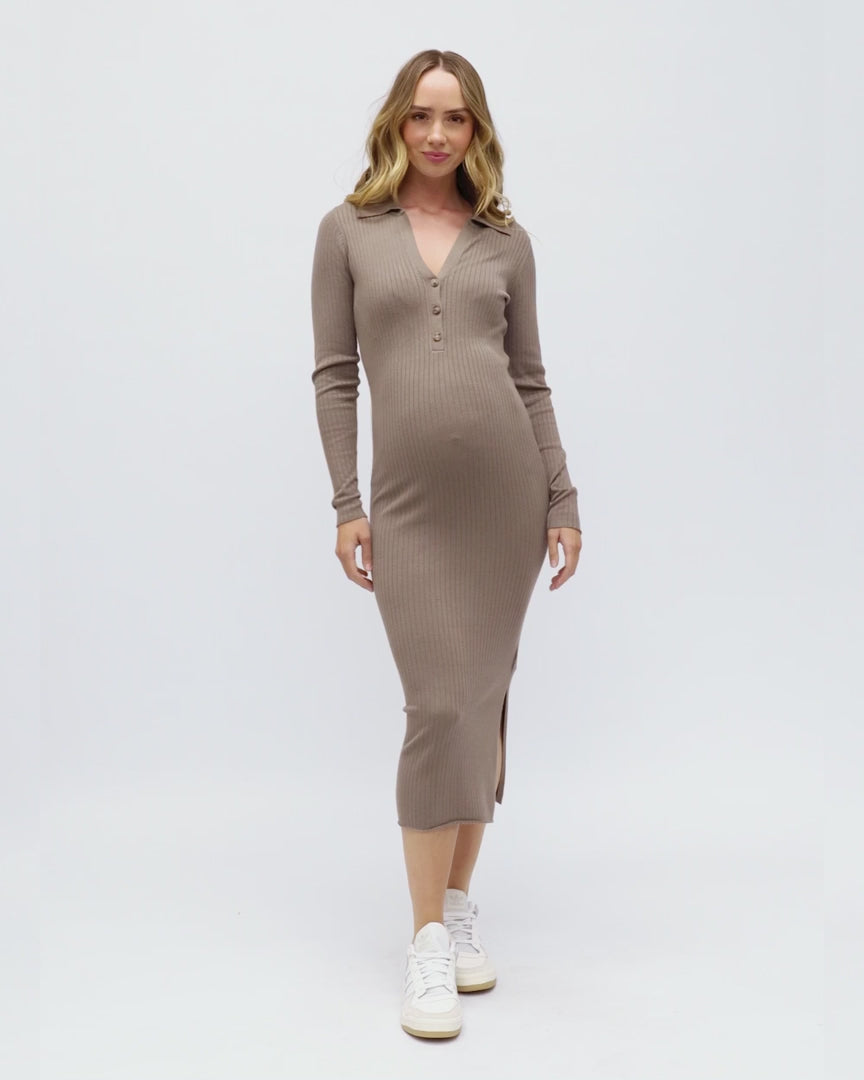 SALE! Sammy Knit Polo Dress in Mocha