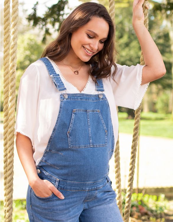 Cotton Maternity Short Dungarees