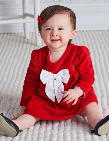 Infant Holiday Red Velour Dress by Kissy Kissy