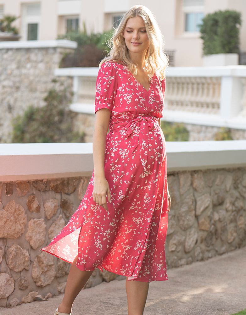 Raspberry Sanna Maternity & Nursing Midi Dress Special Addition Raspberry Sanna Maternity & Nursing Midi Dress Special Addition