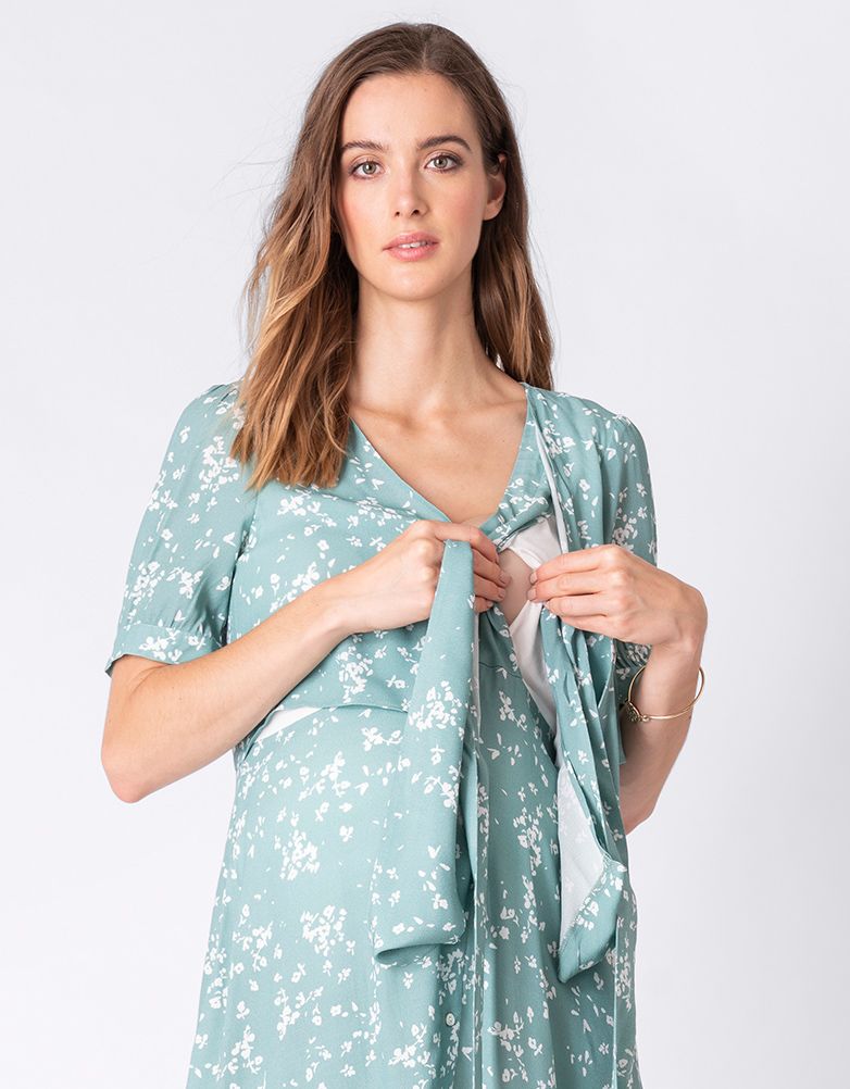 Sage Floral Sanna Maternity & Nursing Wrap Dress Sage Floral Sanna Maternity & Nursing Wrap Dress