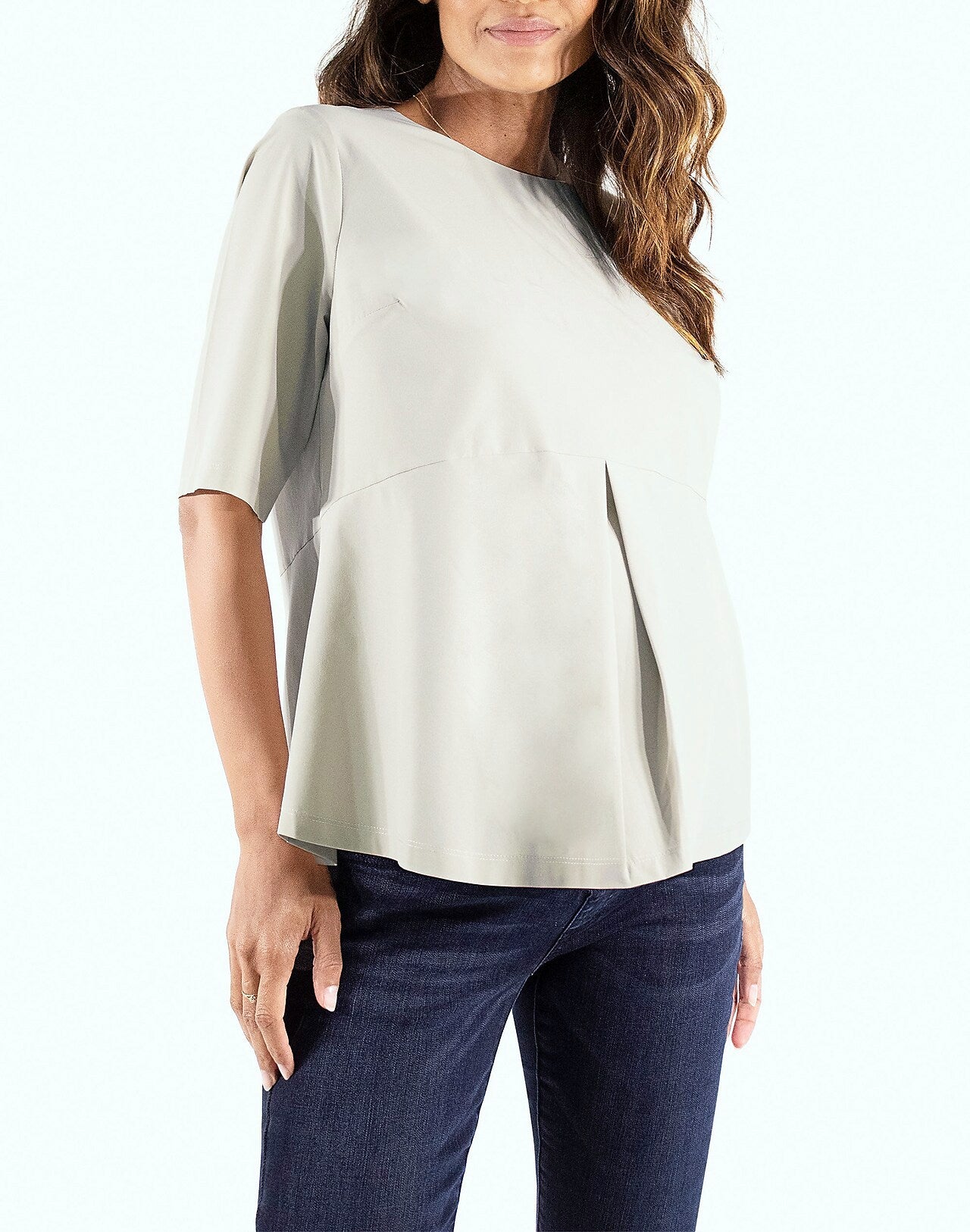 Woven Zip Back Maternity Top by Ingrid & Isabel